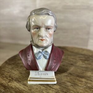 VTG Goebel Richard Wagner Bust Statue Figurine Porcelain Germany 3.5"